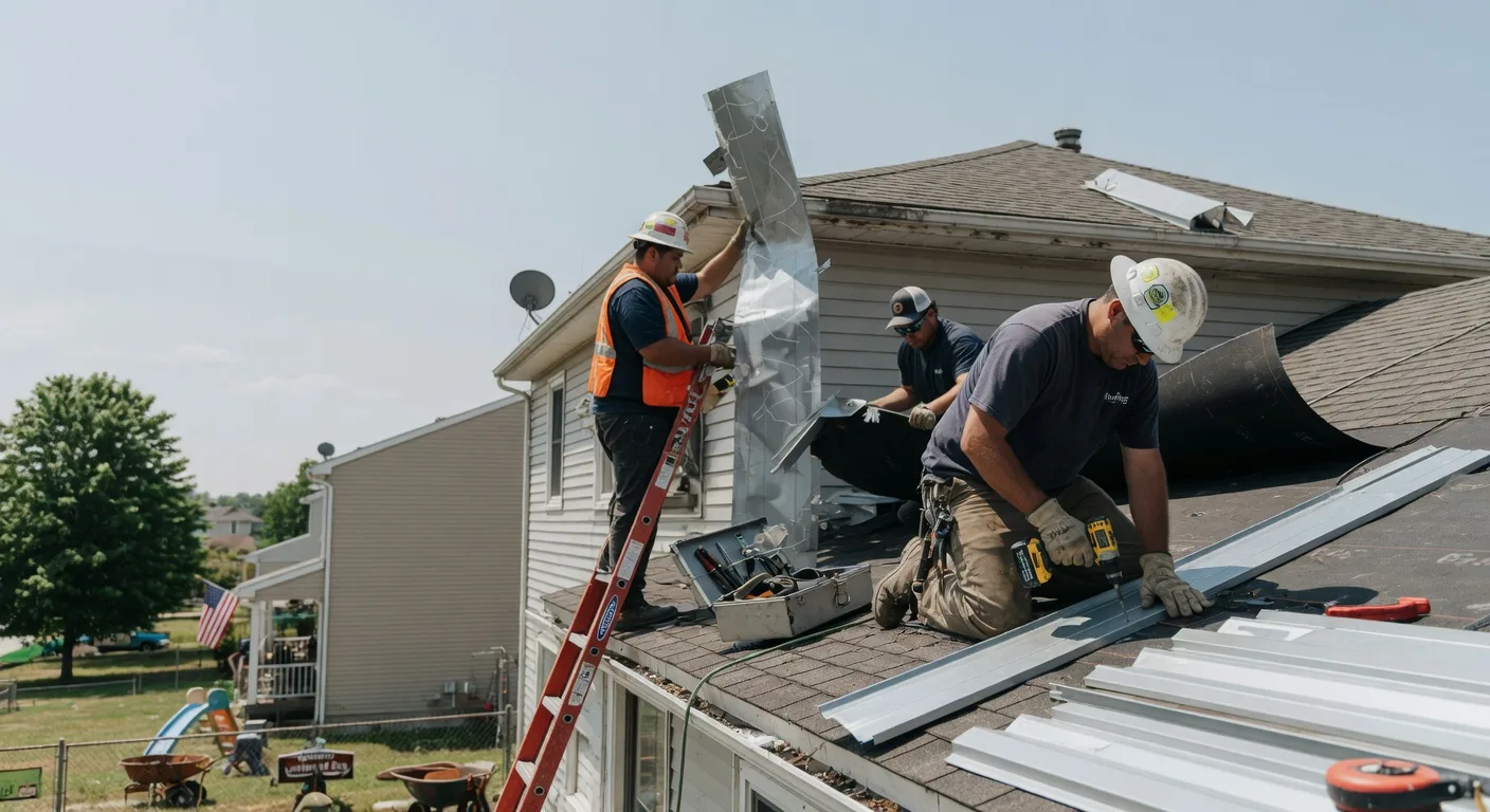 Storm Damage Metal Roof Repair in Kesley, IA